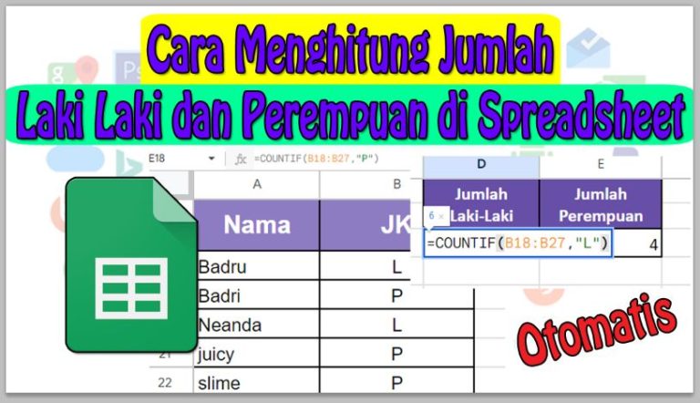 Cara Menghitung Jumlah Laki Laki dan Perempuan di Spreadsheet