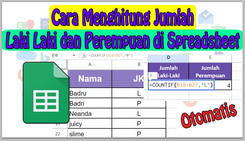 Cara Menghitung Jumlah Laki Laki dan Perempuan di Spreadsheet