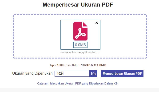 Memperbesar Ukuran PDF Menjadi 1 MB Online