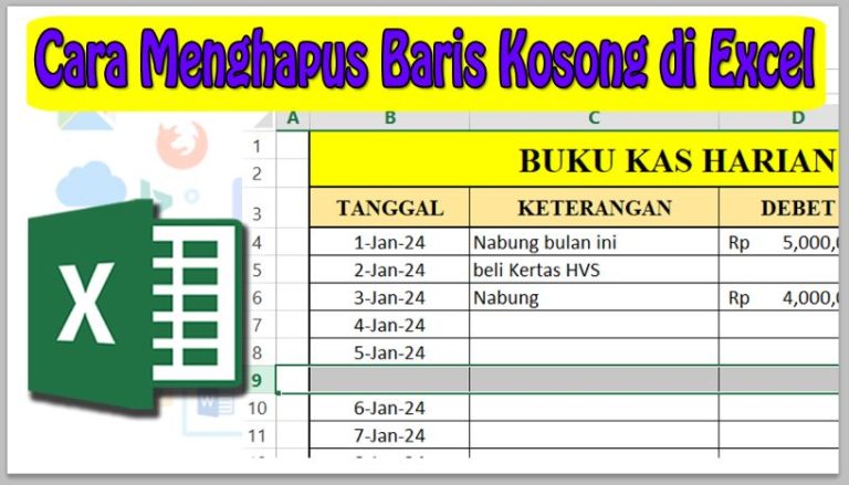 Cara Menghapus Baris Kosong di Excel