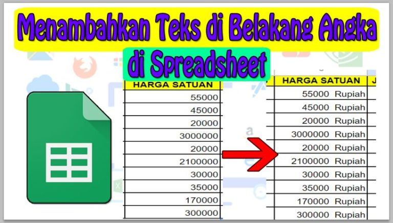 Cara Menambahkan Teks di Belakang Angka di Spreadsheet