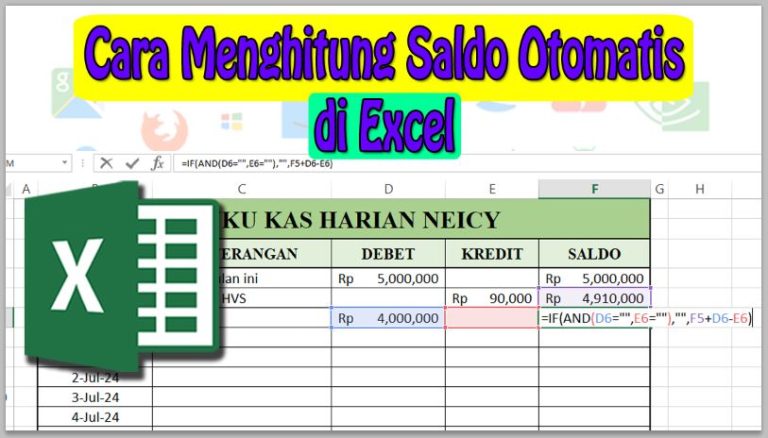 Cara Menghitung Saldo Otomatis di Excel