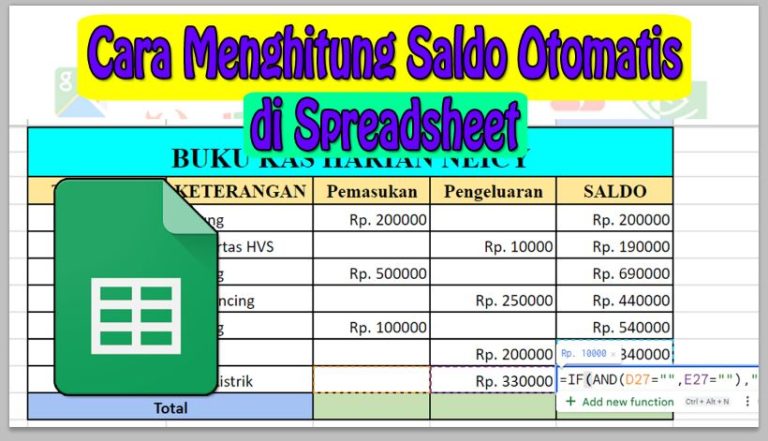 Cara Menghitung Saldo Otomatis di Spreadsheet