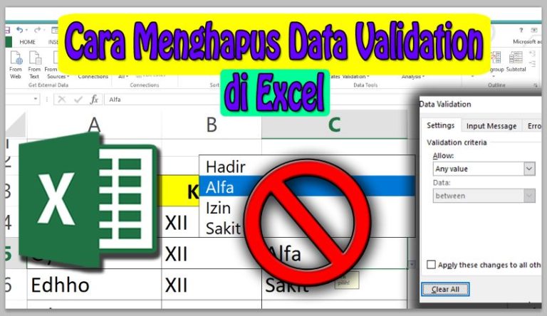 Cara Menghapus Data Validation di Excel