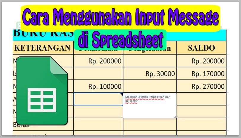 Cara Menggunakan Input Message di Spreadsheet