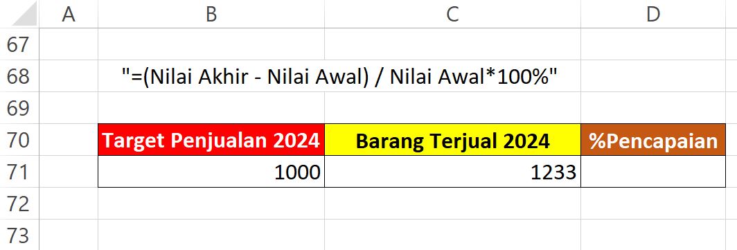 Cara Menghitung Persentase Target Penjualan Barang di Microsoft Excel