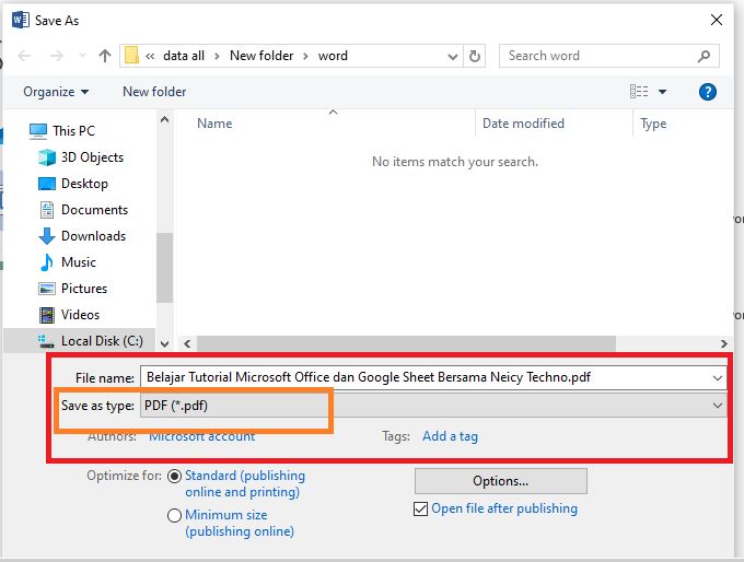 Cara Konversi Word ke PDF Offline (Save As PDF)