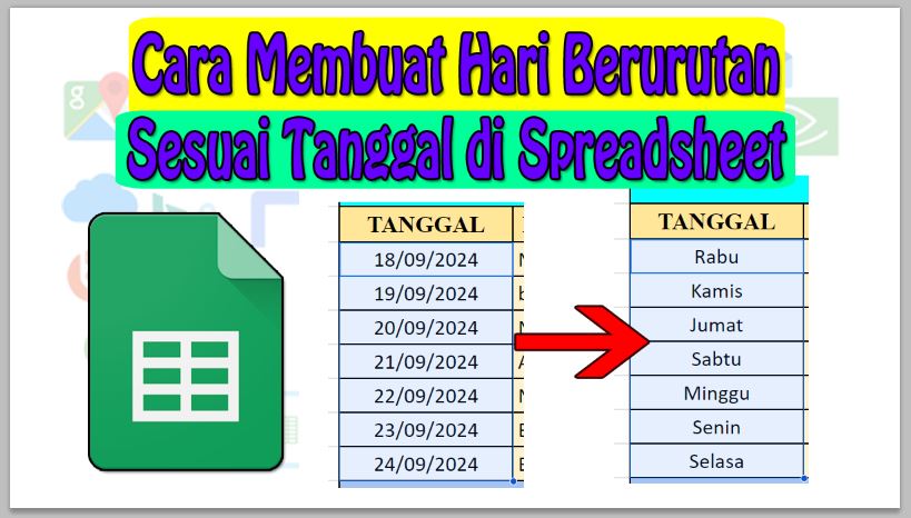Cara Membuat Hari Berurutan Sesuai Tanggal di Spreadsheet
