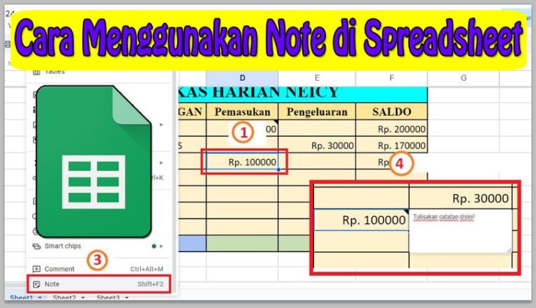 Cara Menggunakan Note di Spreadsheet