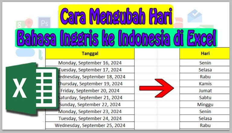 Cara Mengubah Hari Bahasa Inggris ke Indonesia di Excel