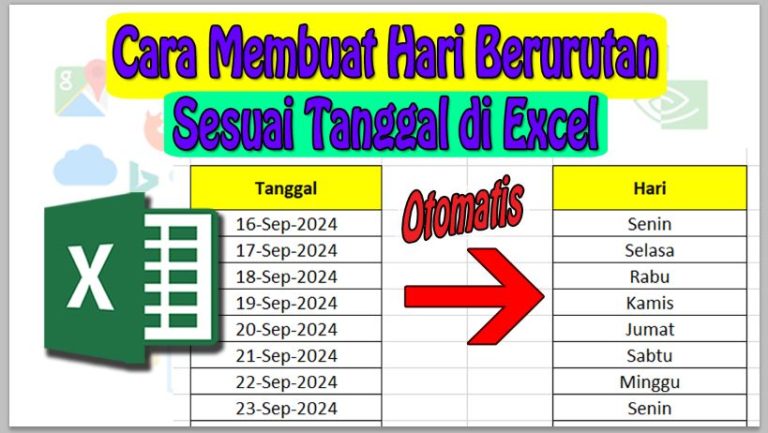 Cara Membuat Hari Berurutan Sesuai Tanggal di Excel