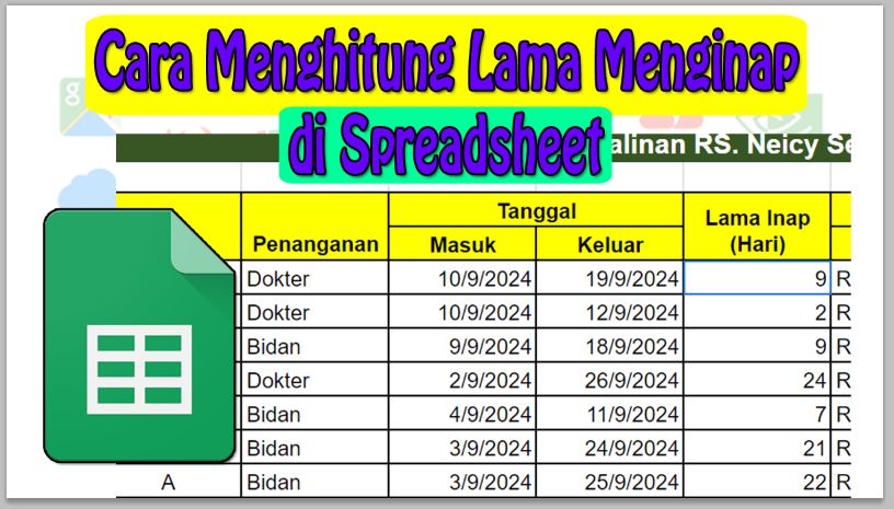 Cara Menghitung Lama Menginap di Spreadsheet