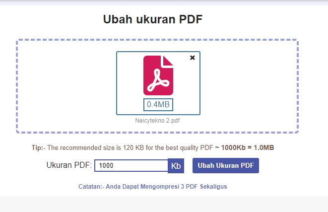 Mengubah Ukuran PDF Menjadi 1000 Kb Online (Memperbesar dan Memperkecil)