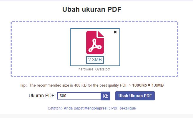 Mengubah Ukuran File PDF Menjadi 800 Kb Online