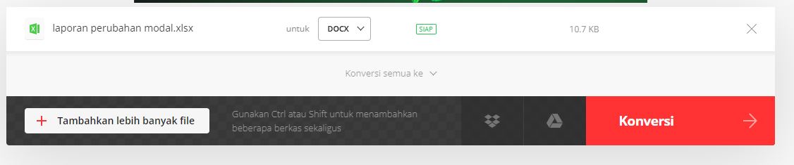 Mengubah XLSX ke Word Online