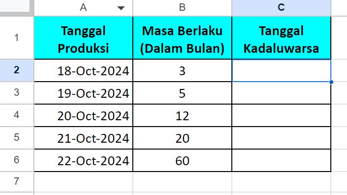 Cara Menghitung Tanggal Kadaluarsa di Spreadsheet / Google Sheet