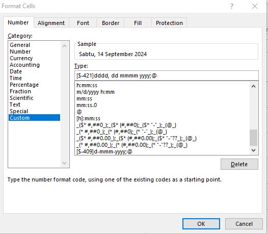 Mengubah Format Tanggal Menjadi Hari Tanggal Bulan Tahun di Excel