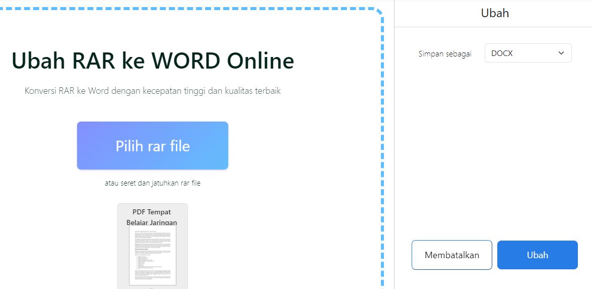 cara mengubah rar ke word online