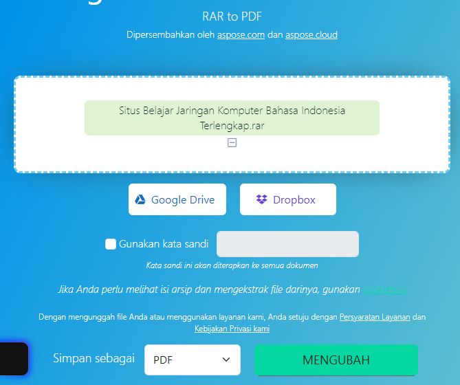 Mengubah RAR Menjadi PDF Online