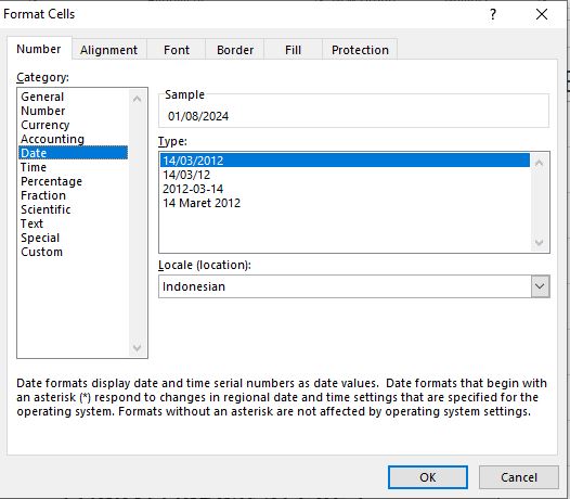 Merubah Format Tanggal di Excel Menjadi Angka