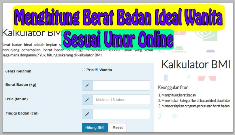 Cara Menghitung Berat Badan Ideal Wanita Sesuai Umur Online