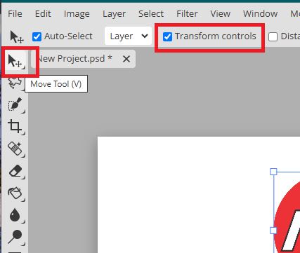 Menampilkan Kotak Transform Controls di Photopea Online