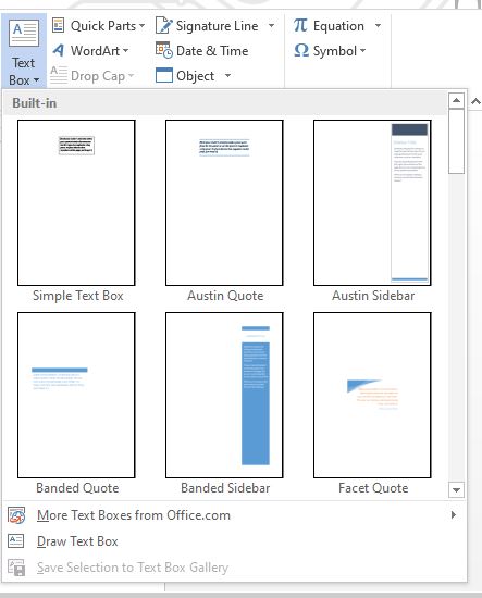 Menambahkan atau membuat text box di Word