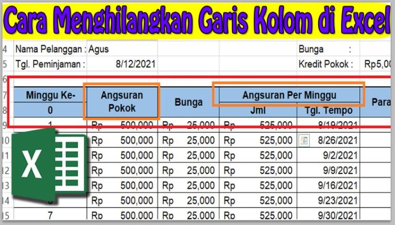 Cara Menghilangkan Garis Kolom di Excel