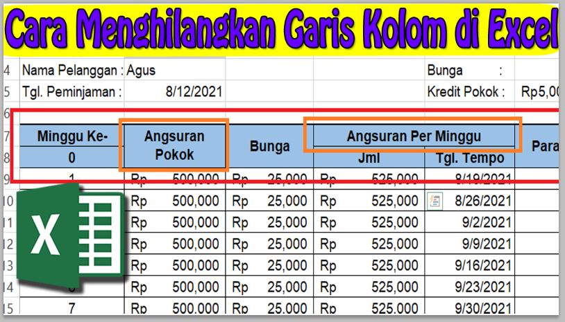 Cara Menghilangkan Garis Kolom di Excel