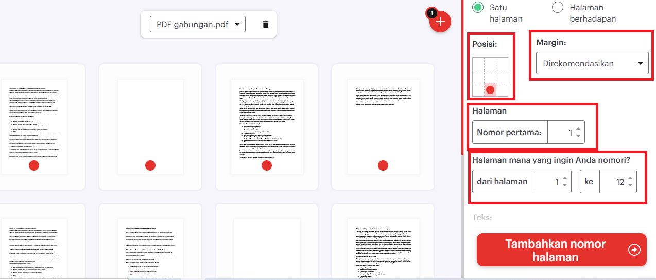 Menambahkan Nomor Halaman di PDF Online