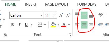 Membuat Tulisan di Tengah Tabel Excel