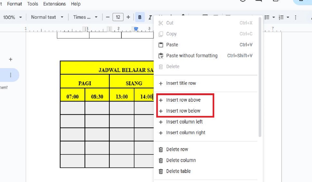 Cara Menambah Baris di Tabel Google Docs, Berikut Penjelasan dan Contoh Gambarnya