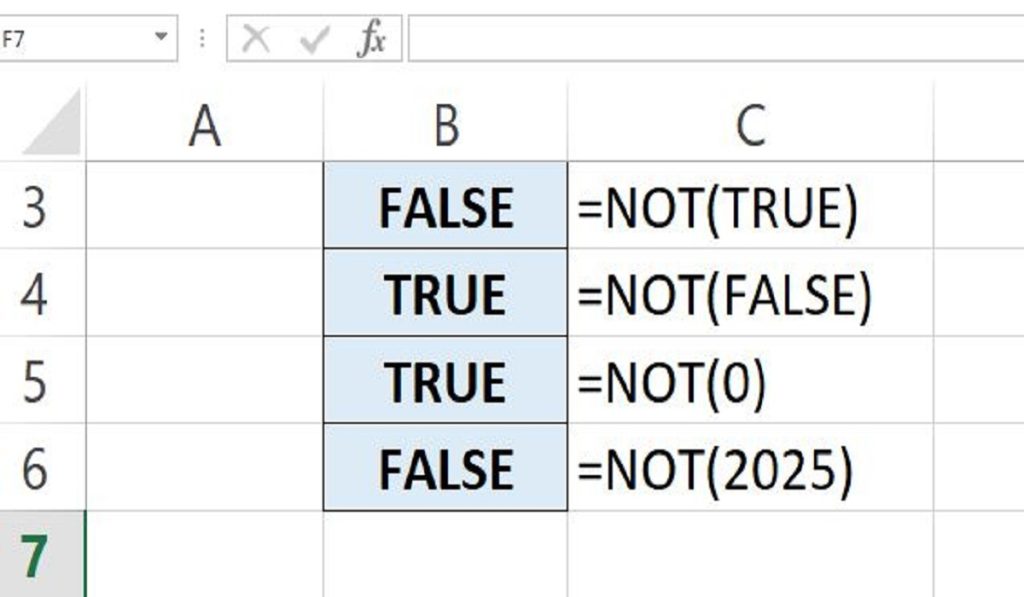 Cara Menggunakan Rumus NOT di Excel, Menampilkan Kebalikan Nilai Logika
