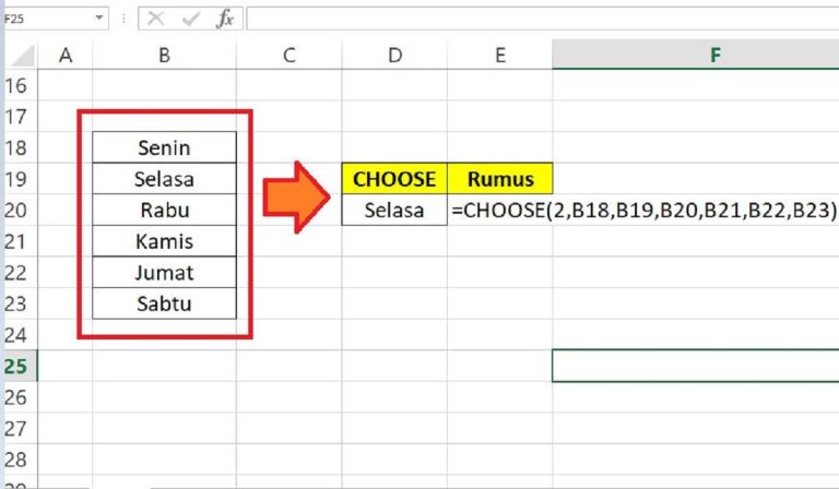 Cara Menggunakan Rumus CHOOSE di Excel, Menampilkan Elemen dari Daftar Pilihan Berdasarkan Indeks