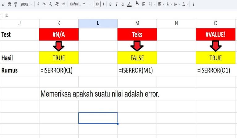Cara Menggunakan Rumus ISERROR di Spreadsheet