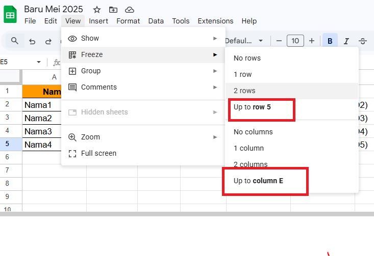 Cara Mengunci Tabel di Spreadsheet Agar Tidak Bergeser