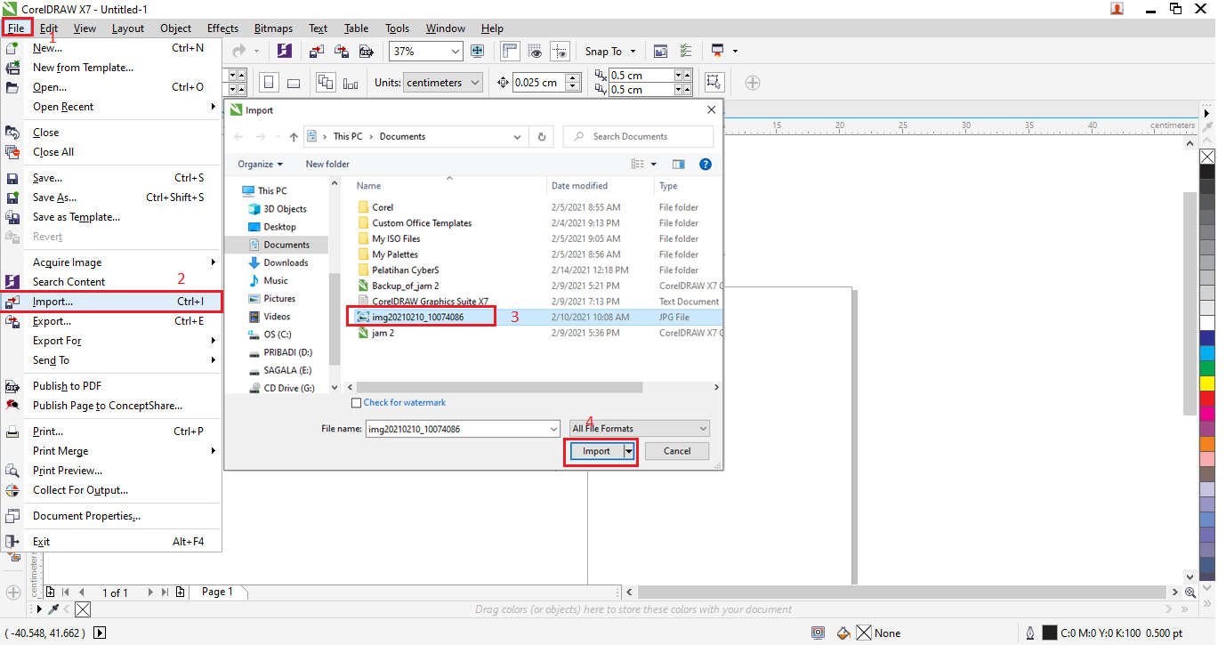 Cara Memasukan foto ke Corel Draw x