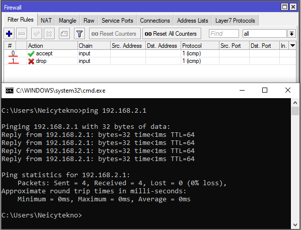 Logika Penggunaan Action Accept dan Drop Firewall Mikrotik - Neicy Techno
