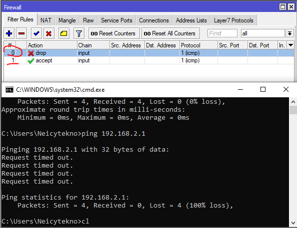 Logika Penggunaan Action Accept dan Drop Firewall Mikrotik - Neicy Techno