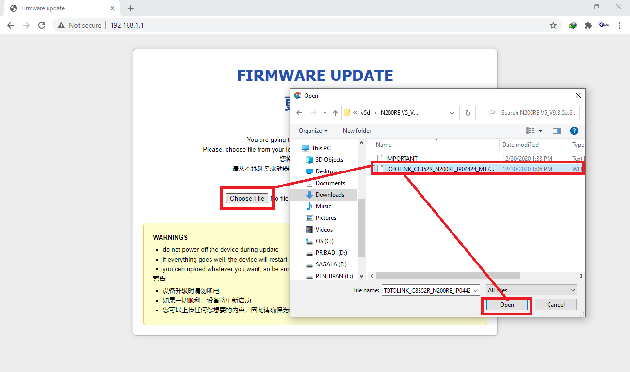 cara update firmware totolink n200re
