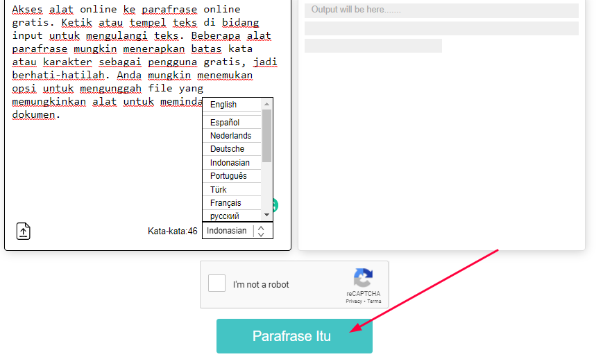 Klik Tombol Parafrase